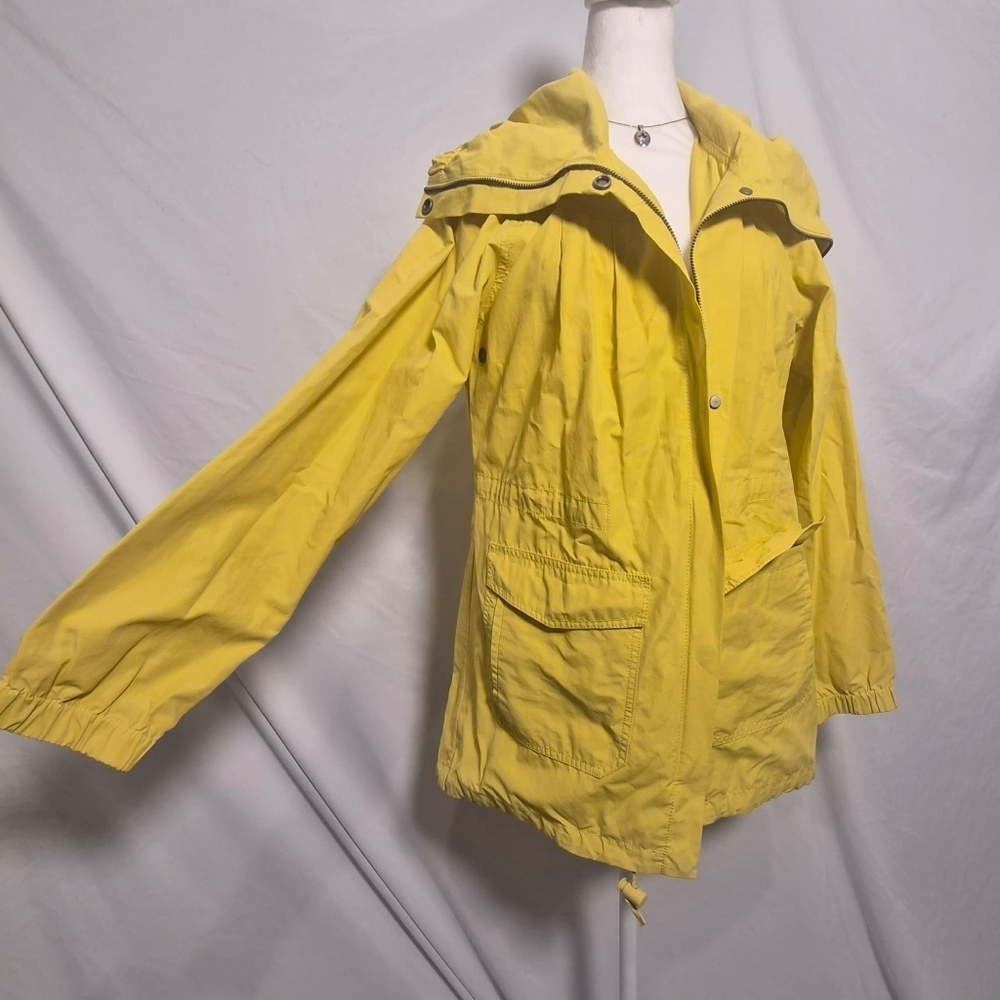 Eileen Fisher Weather Resistant Cotton Nylon Campcore Granola Yellow Rain Coat S - Picture 3 of 16